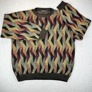 Protege Collection Vintage Sweater Coogi Style 3D-Striped Multi-Colored Sz Large
